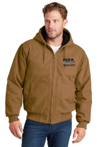 CornerStone® Washed Duck Cloth Insulated Hooded Work Jacket - Left Chest Embroidery